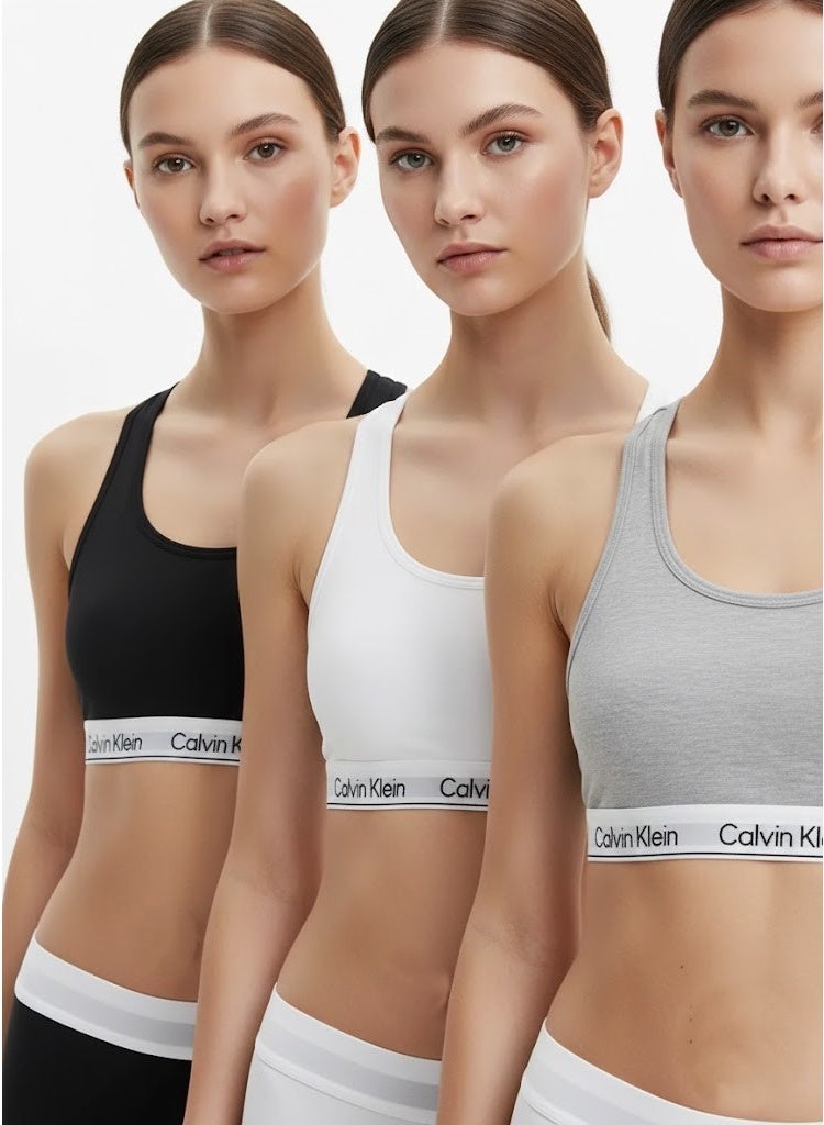Calvin Klein Performance Women's 3-Piece Cotton Bra Set - Comfortable Sporty Design - Perfect for everyday wear and sports. - Size M - Image 2